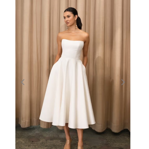 Jenny Yoo Carrie Dress Little White Dress Chic Strapless for Special Occasions - Picture 4 of 15